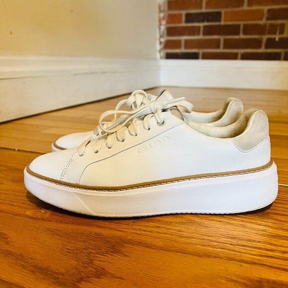 Cole Haan GrandPrø Topspin Women 7 Shoes White Leather Lace Up Casual Sneaker - Picture 1 of 16